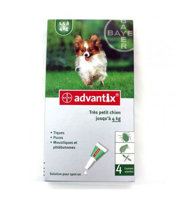 Advantix Trés Petit Chien Spot On moins de 4 Kg 4 pipettes