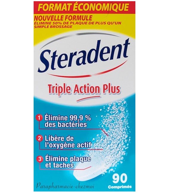 Stéradent Nettoyant Triple Action Plus 90 Comprimés