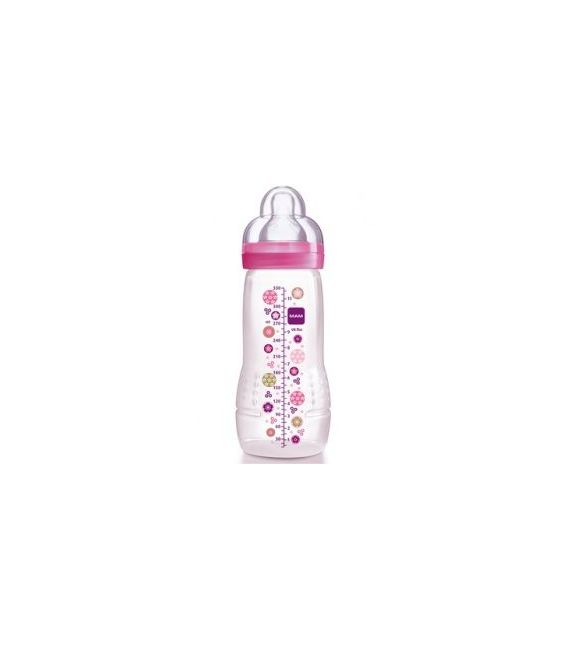 MAM Biberon 2ème Age Cercles Rose Tétine Débit X 330 Ml