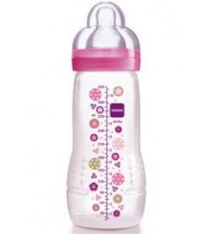 MAM Biberon 2ème Age Cercles Rose Tétine Débit X 330 Ml